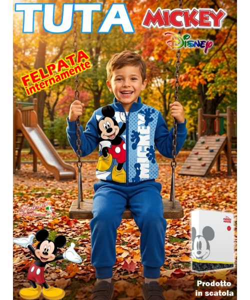 *STOCK* MICKEY Tuta bimbo FELPATA 3/8 Anni...