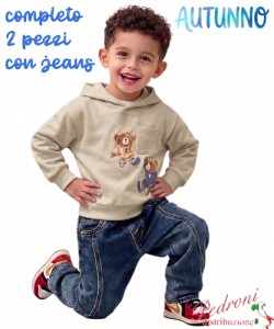 *AUTUNNO*Compl.neonato SMALL GANG AB9758 BEIGE/jeans 12/36/mesi