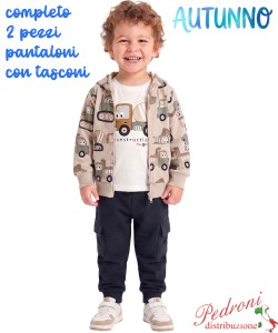 *AUTUNNO*Tuta neonato MG KIDS FM1353 BEIGE/blu 12/36 mesi