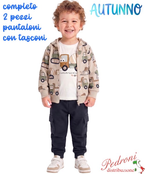 *AUTUNNO*Tuta neonato MG KIDS FM1353 BEIGE/blu...
