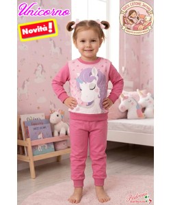 *STOCK * UNICORNO Pigiama COTONE 12/30 Mesi UN422 FUCSIA