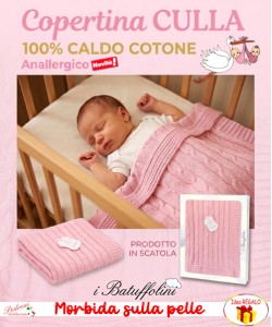 *CALDO COTONE* Copertina CULLA in MAGLIA LAVORATA art.B462 Rosa
