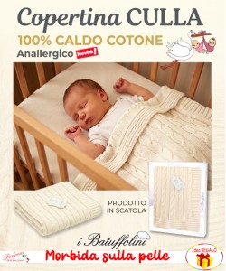 *CALDO COTONE* Copertina CULLA in MAGLIA LAVORATA art.B462 Latte