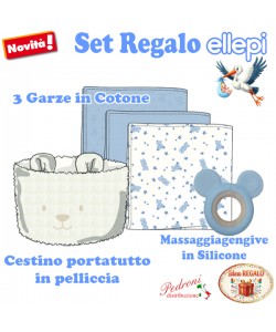 ELLEPI SET REGALO Cestino-Garze-Massaggia Gengive CR1035 Cielo
