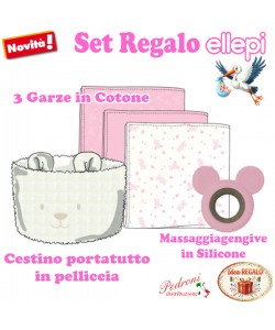 ELLEPI SET REGALO Cestino-Garze-Massaggia Gengive CR1035 Rosa