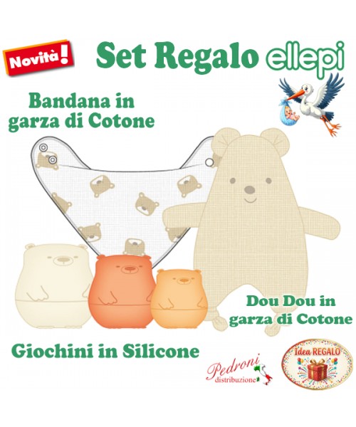 ELLEPI SET REGALO Bandana-DouDou in garza-Giochini CR1030 Beige