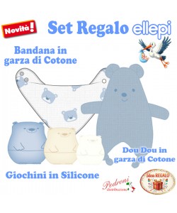 ELLEPI SET REGALO Bandana-DouDou in garza-Giochini CR1030 Cielo