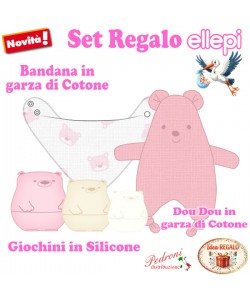 ELLEPI SET REGALO Bandana-DouDou in garza-Giochini CR1030 Rosa