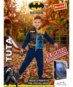 *STOCK* BATMAN Tuta bimbo FELPATA 3/8 Anni BT724 BLU