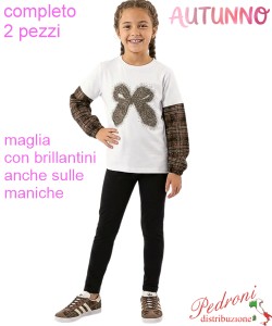 *AUTUNNO*Completo bambina LOLLITOP BE793 LATTE/nero 4/12 anni