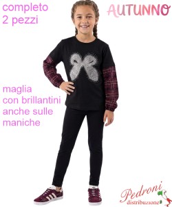 *AUTUNNO*Completo bambina LOLLITOP BE793 NERO/nero 4/12 anni