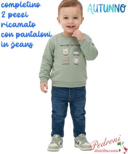 *AUTUNNO*Completo neonato B+B RM5771 GREEN/jeans 3/24 mesi