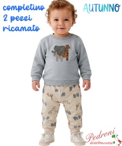 *AUTUNNO*Completino neonato BABY GANG AB9741 SKY/beige 1/12 mesi