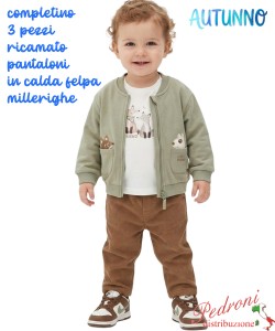*AUTUNNO*Completo neonato BABYGANG AB8644 GREEN/cacao 3/18 mesi
