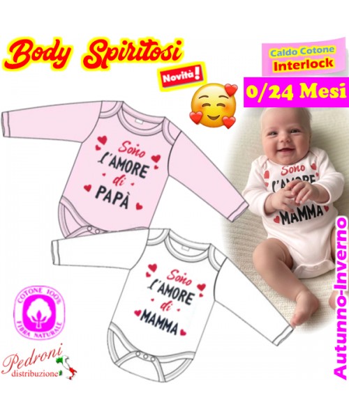"SONO L'AMORE" Body M/L CALDO COTONE Interlock...