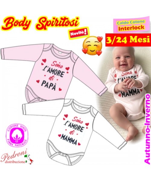 "SONO L'AMORE" Body M/L CALDO COTONE Interlock...