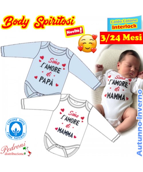 "SONO L'AMORE" Body M/L CALDO COTONE Interlock...
