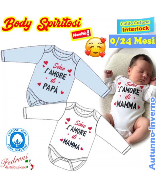 "SONO L'AMORE" Body M/L CALDO COTONE Interlock...