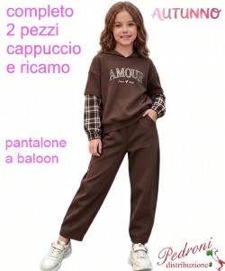 *AUTUNNO*Completo bambina LOLLITOP BE752 CIOCCOLATO 4/12 anni