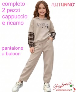 *AUTUNNO*Completo bambina LOLLITOP BE752 BEIGE scuro 4/12 anni