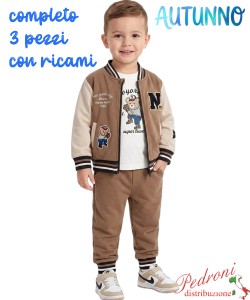 *AUTUNNO*Tuta neonato SMALL GANG S8658 NOCCIOLA 12/36 mesi