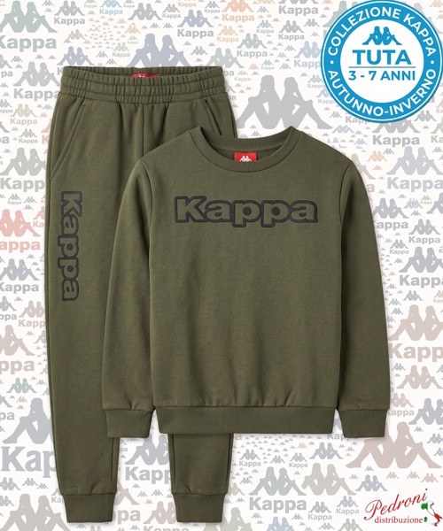 *KAPPA* TUTA BAMBINO Felpata 050K 3/7 Anni OLIVE