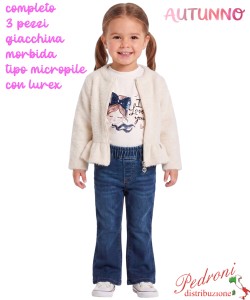 *AUTUNNO*Completo neonata LOLLITOP BS8509 PANNA/jeans 12/36 mesi