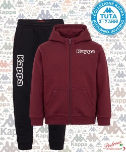 *KAPPA* TUTA BAMBINO Felpata 053K 3/7 Anni MELOGRANO
