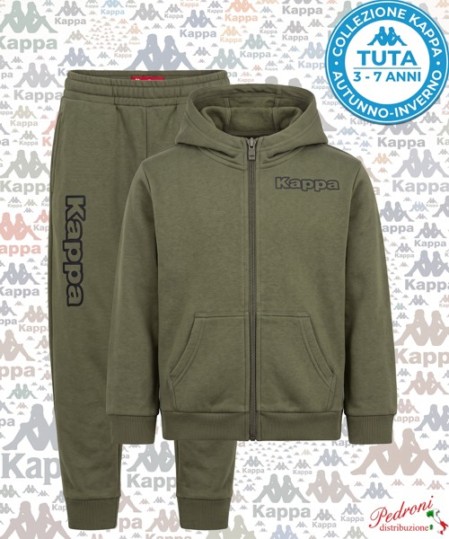 *KAPPA* TUTA BAMBINO Felpata 053K 3/7 Anni OLIVE