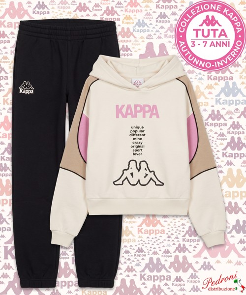 *KAPPA* COMPLETO TUTA BAMBINA Felpata 021K 3/7 Anni AVORIO