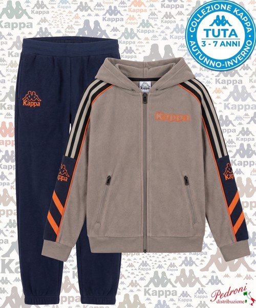 *KAPPA* TUTA BAMBINO Felpata 021K 3/7 Anni NATURAL GREY