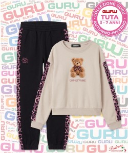 *GURU* COMPLETO TUTA BAMBINA Felpata 014K 3/7 Anni AVORIO