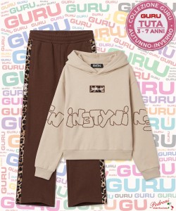 *GURU* COMPLETO TUTA BAMBINA Felpata 018K 3/7 Anni AVORIO