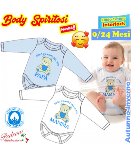 "L'AMORE" Body M/L CALDO COTONE Interlock 0/24 mesi XNO-264