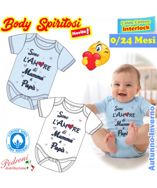 *L'AMORE Mamma-Papa'* Body M/M CALDO COTONE Interlock 0/24 mesi XNO-134