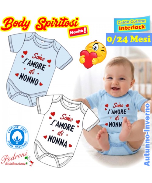 * Nonno-Nonna * Body M/M CALDO COTONE Interlock 0/24 mesi XNO-276