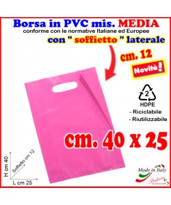 BORSINA in PVC con SOFFIETTO misura 25x40 ROSA