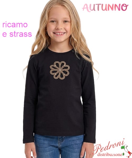 *AUTUNNO*Maglia ragazza GLASS BF1038 NERO 9/14...