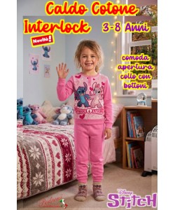 *PROMO INTERLOCK* STITCH Pigiama Caldo Cotone 3/8 Anni ST2136 Bubble