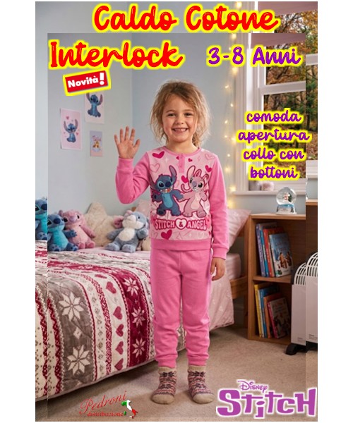 *PROMO INTERLOCK* STITCH Pigiama Caldo Cotone...