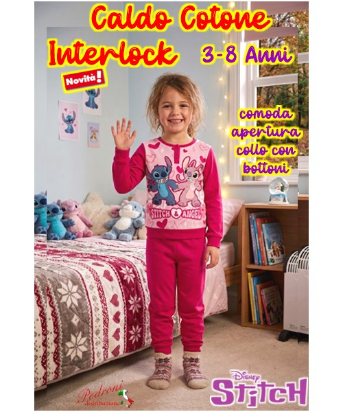 *PROMO INTERLOCK* STITCH Pigiama Caldo Cotone...