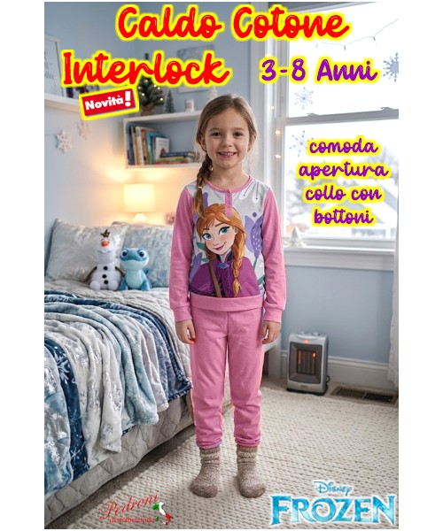 *PROMO INTERLOCK* FROZEN Pigiama Caldo Cotone...