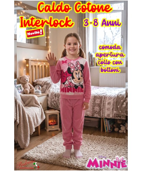 *PROMO INTERLOCK* MINNIE Pigiama Caldo Cotone...