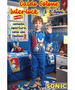 *PROMO INTERLOCK* SONIC Pigiama Caldo Cotone 3/8 Anni SC2122 Avio