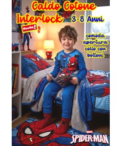 *PROMO INTERLOCK* SPIDERMAN Pigiama Caldo Cotone 3/8 Anni SP2125 Avio