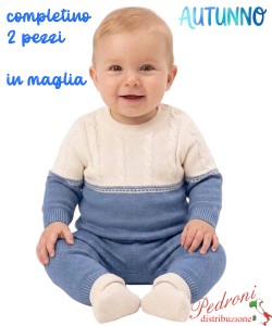 *AUTUNNO*Completino neonato URCHIN QC26173 LATTE/avio 1/6 mesi