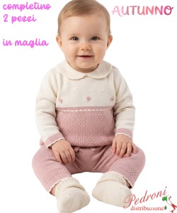 *AUTUNNO*Completino neonata PINK GIRL QC26186 LATTE/rosa 1/12 mesi
