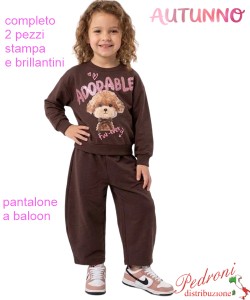 *AUTUNNO*Completo bambina LOLLITOP BE740 CIOCCOLATO 3/8 anni