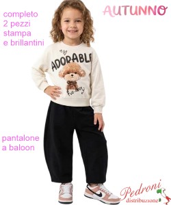 *AUTUNNO*Completo bambina LOLLITOP BE740 LATTE/nero 3/8 anni