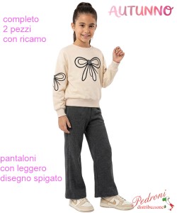 *AUTUNNO*Completo bambina PINK AL724 LATTE/asfalto 4/12 anni